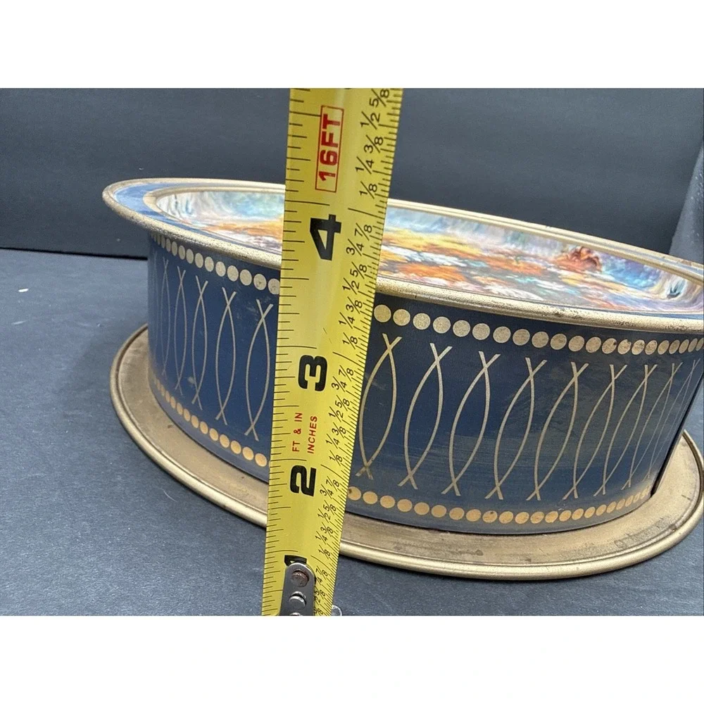 Vtg Tin Canister Serving Tray Lid 13.5
